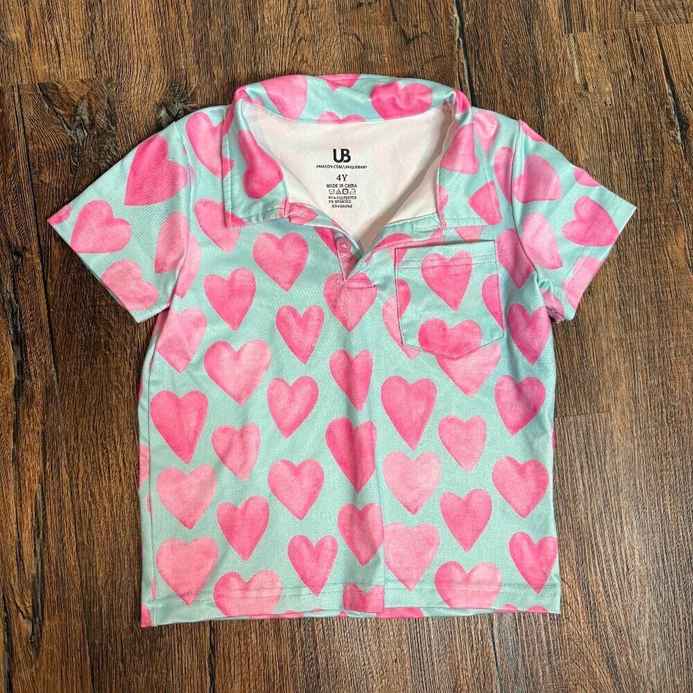 🔆 Unique Baby heart Valentine's polo shirt